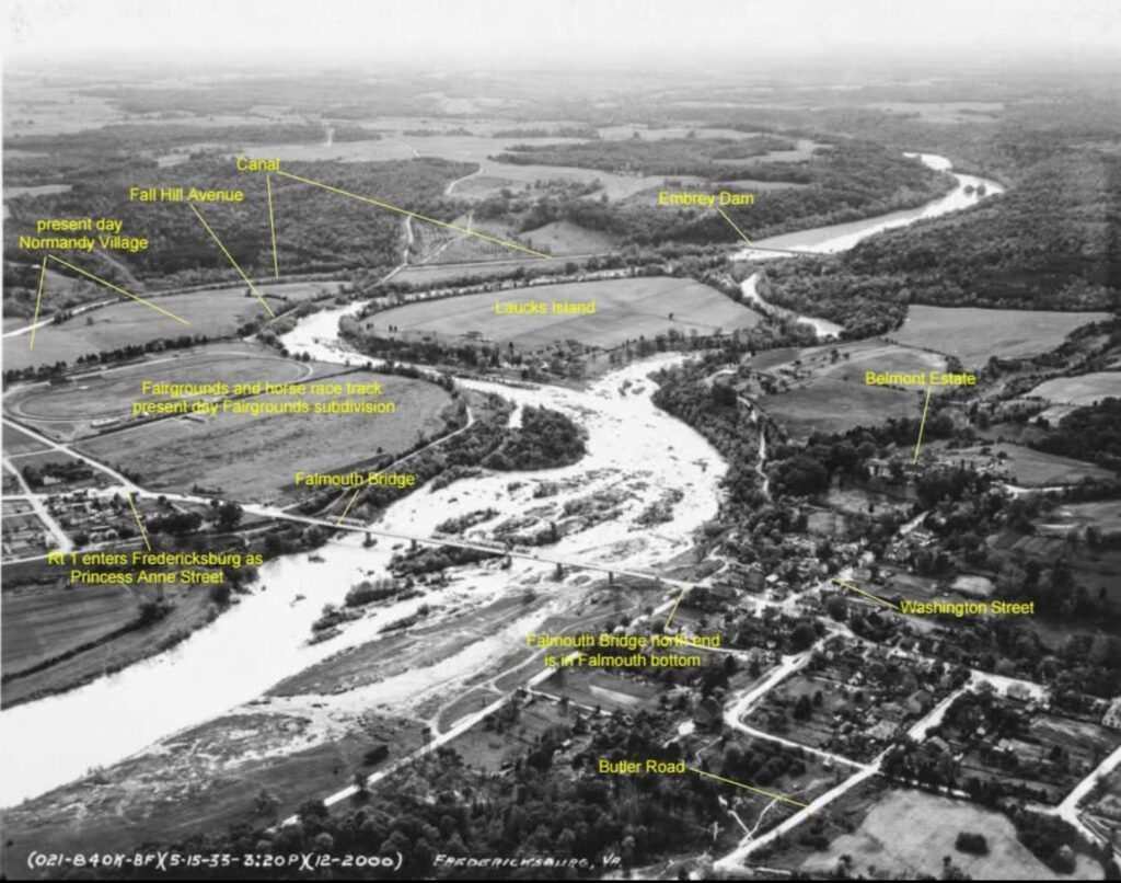 Figure 1: Labeled Ariel Photo with Fairgrounds, 1933. Courtesy of Stafford County GIS